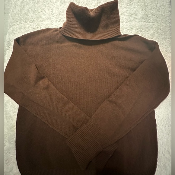 Paige Womens Raundi Turtleneck Cold Shoulder Pullover Sweater Brown - Picture 2 of 3